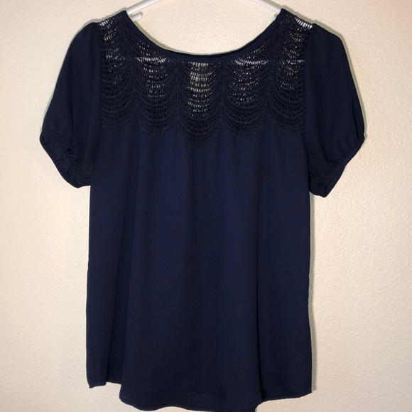 Navy Lace Blouse - Picture 1 of 7